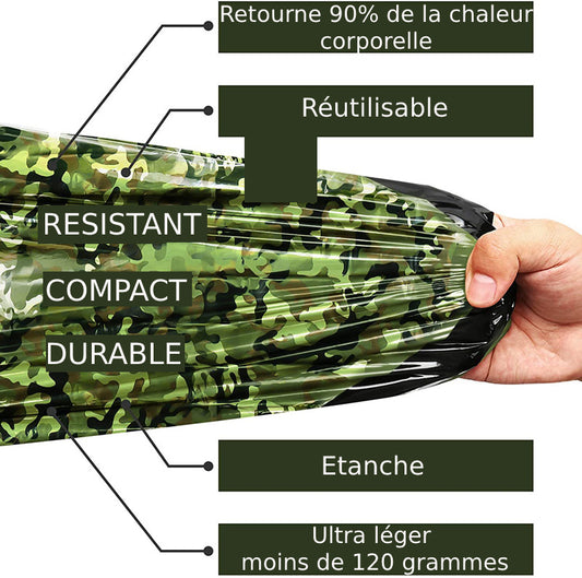 Sac de couchage de survie réutilisable et étanche